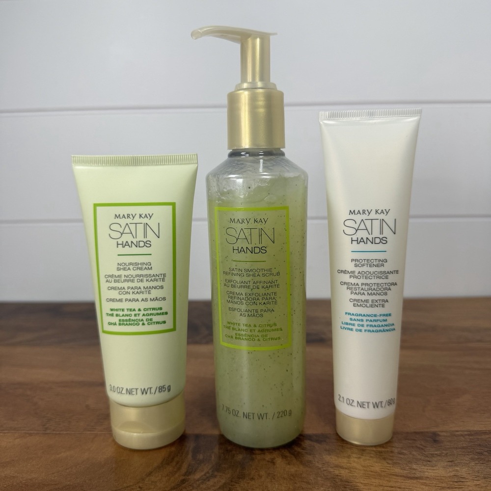 Mary Kay Satin Hands Set White Tea & Citrus Pampering Shea Scrub Softener Cream